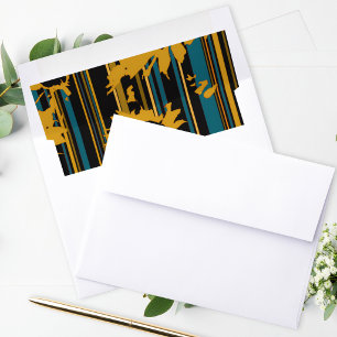 Sunflower Teal Blue Gold Modern Wedding Envelope Liner