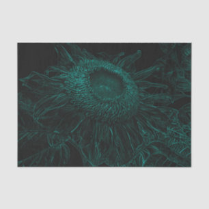 Sunflower Teal Green Black Floral Art Decoupage Tissue Paper