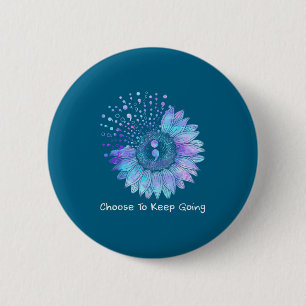 Sunflower Teal Purple Ribbon Suicide Prevention Aw Button