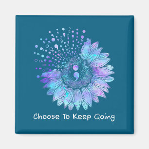 Sunflower Teal Purple Ribbon Suicide Prevention Aw Magnet