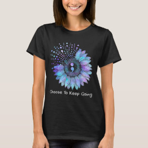 Sunflower Teal Purple Ribbon Suicide Prevention Aw T-Shirt