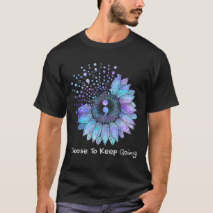 Sunflower Teal Purple Ribbon Suicide Prevention Aw T-Shirt