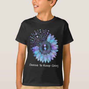 Sunflower Teal Purple Ribbon Suicide Prevention Aw T-Shirt