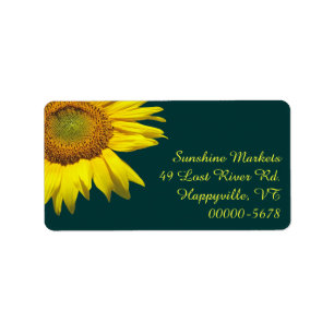Sunflower Teal Return Address Labels Medium Size