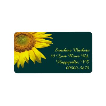 Sunflower Teal Return Address Labels Medium Size by DustyFarmPaper at Zazzle