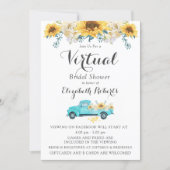 Sunflower Teal Vintage Truck Virtual Bridal Shower Invitation (Front)