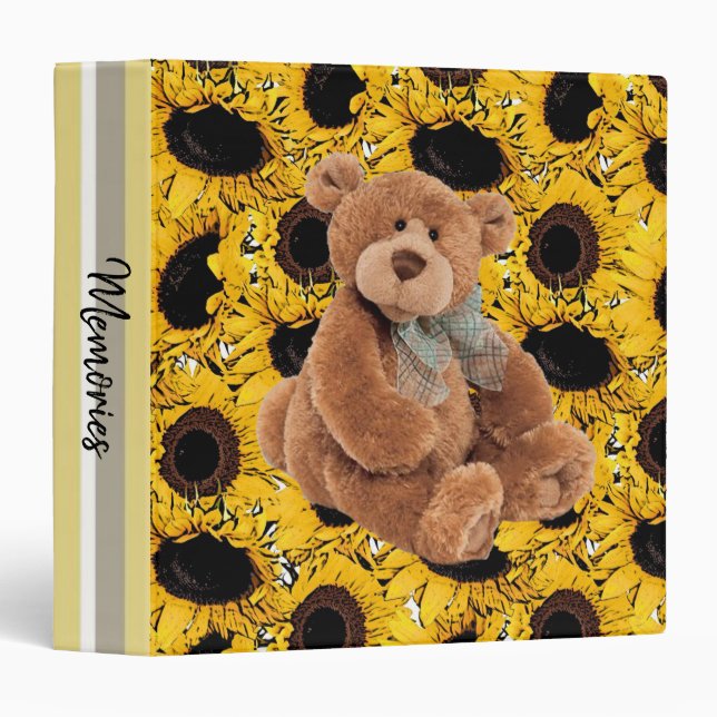 Sunflower Teddy Bear Avery Binder (Front/Spine)