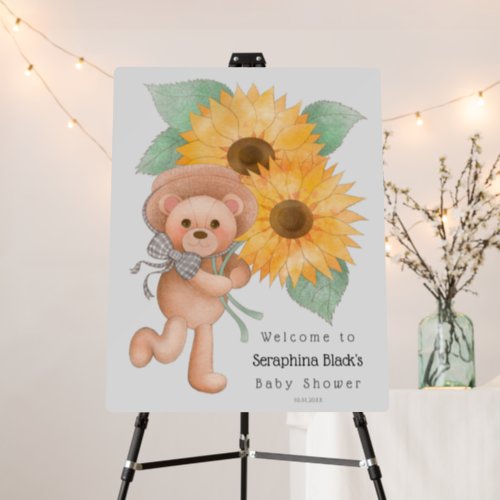 Sunflower Teddy Bear Baby Shower Welcome Foam Board