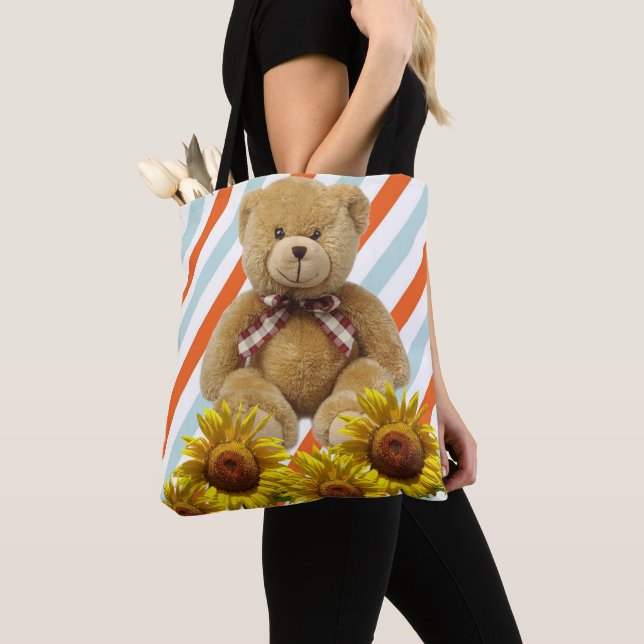 Sunflower Teddy Bear Tote (Close Up)
