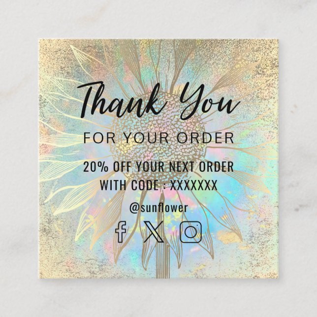 sunflower  thank you card (Front)