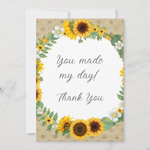 Sunflower Thank You Card