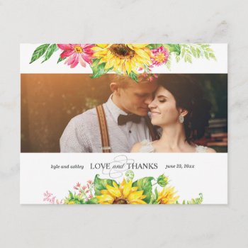 Sunflower Thank You Card For Wedding by LangDesignShop at Zazzle