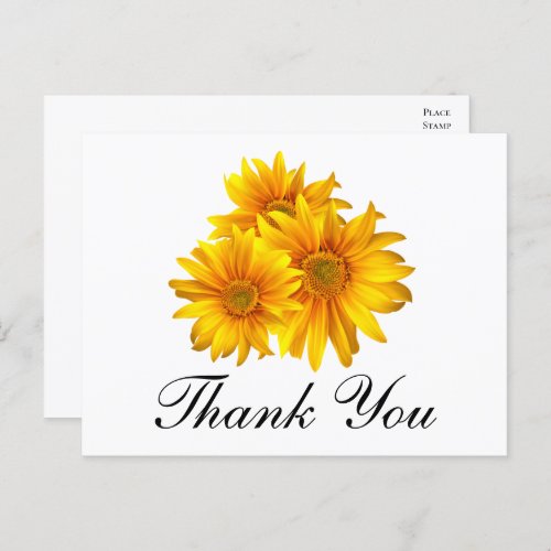 Sunflower Thank You Country Floral Wedding Postcard