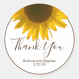 Sunflower Thank You Favor Gift Classic Round Sticker