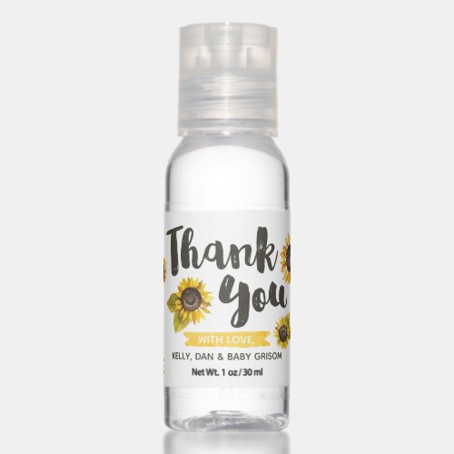 Sunflower Thank You Favor Hand Sanitizer