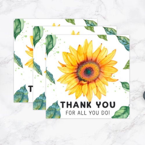 Sunflower Thank You Favor Tags