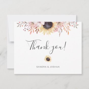 Sunflower Thank You Flat Card by Naokko at Zazzle