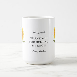 Sunflower Thank You for Helping Me Grow Teacher Coffee Mug