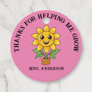 Sunflower thank you for helping me grow teacher favor tags