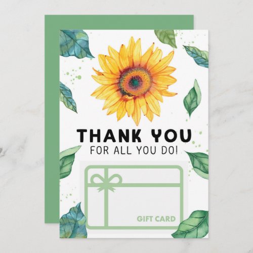 Sunflower Thank You Gift Card Holder