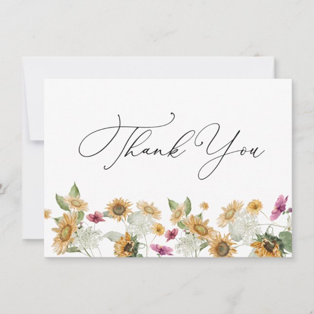 Sunflower Thank You  Note Card (Front)