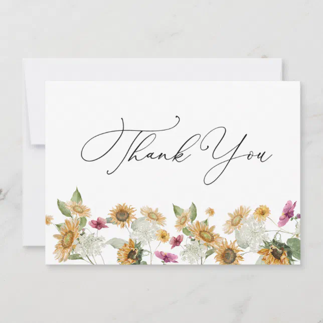 Sunflower Thank You Note Card | Zazzle