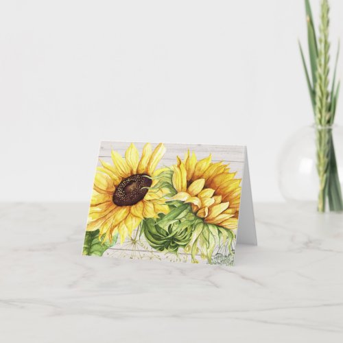 Sunflower Thank You or Blank Note Card