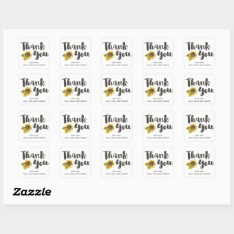 Sunflower Thank You Sticker | Zazzle