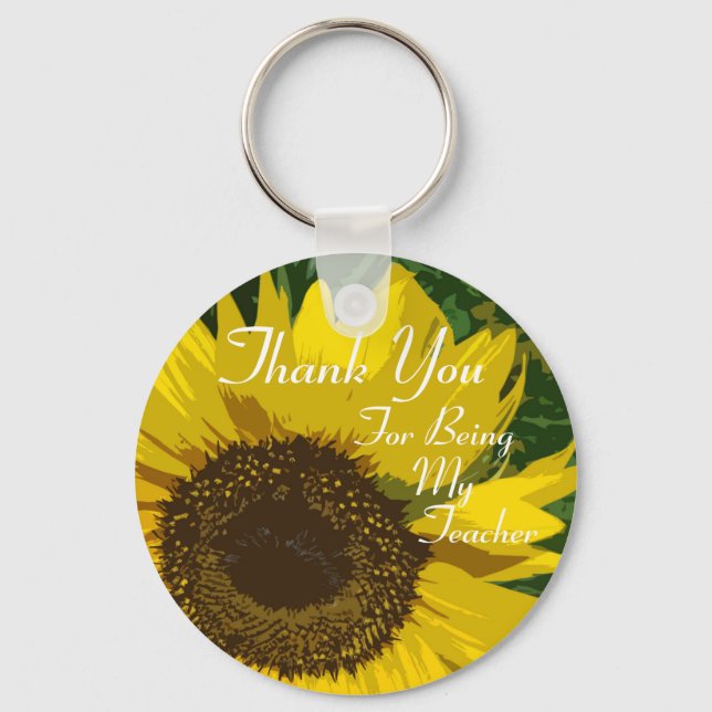 Sunflower Thank You Teacher Keychain (Front)