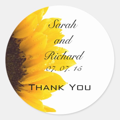 Sunflower Thank You Wedding Favor Stickers