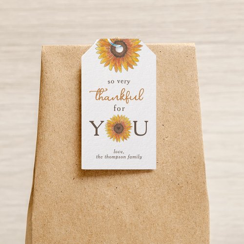 Sunflower Thankful for you Teacher Appreciation Gift Tags