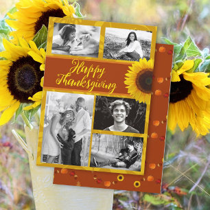 Sunflower Thanksgiving Five Photo Card Greeting