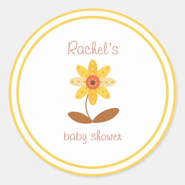 Sunflower Theme Baby Shower Sticker (Front)