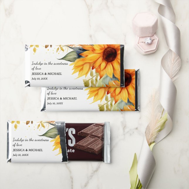 Sunflower Theme Wedding Favors Hershey Bar Favors (Front)