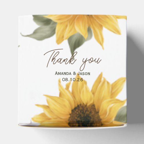 Sunflower themed wedding thank you favor boxes