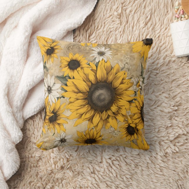Sunflower Throw Pillow (Blanket)
