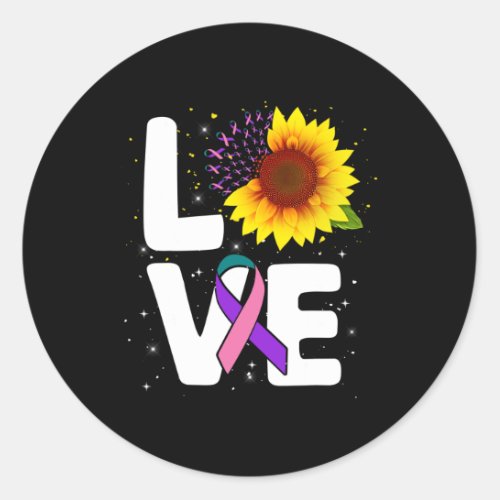 Sunflower Thyroid Cancer Awareness Gift Survivor  Classic Round Sticker