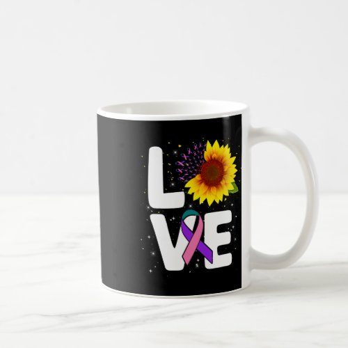 Sunflower Thyroid Cancer Awareness Gift Survivor  Coffee Mug