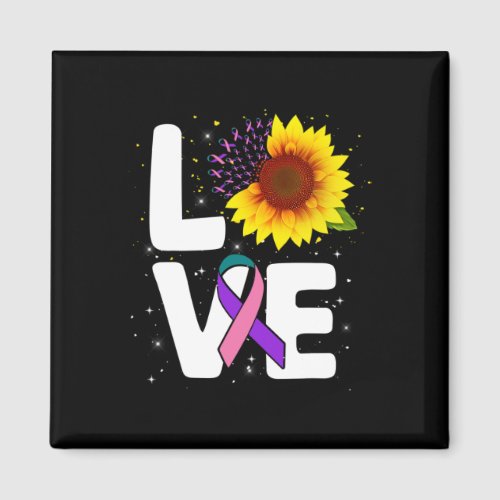 Sunflower Thyroid Cancer Awareness Gift Survivor  Magnet