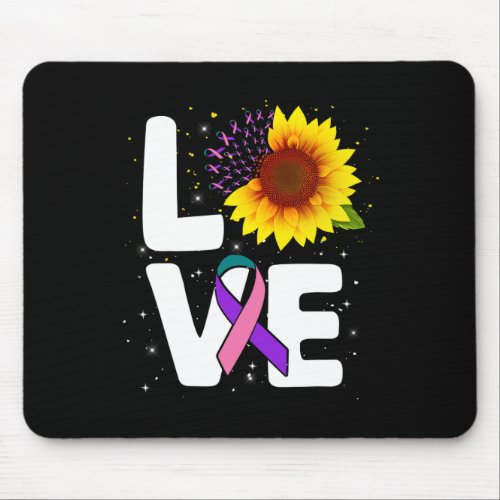 Sunflower Thyroid Cancer Awareness Gift Survivor  Mouse Pad