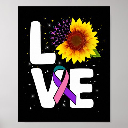 Sunflower Thyroid Cancer Awareness Gift Survivor  Poster