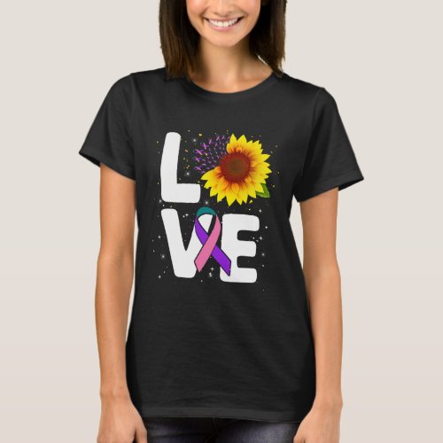 Sunflower Thyroid Cancer Awareness Gift Survivor  T_Shirt