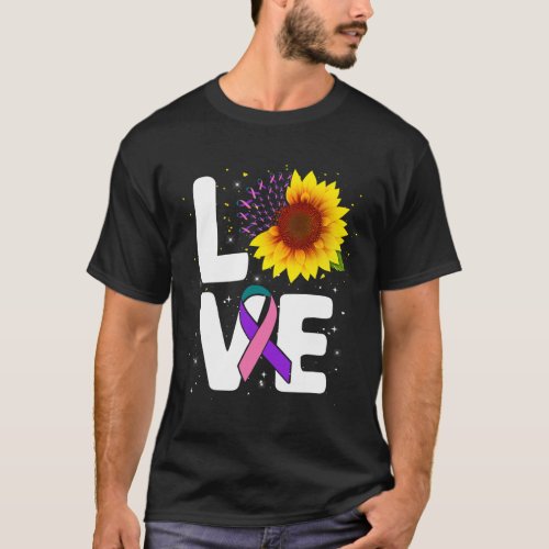 Sunflower Thyroid Cancer Awareness Gift Survivor  T_Shirt