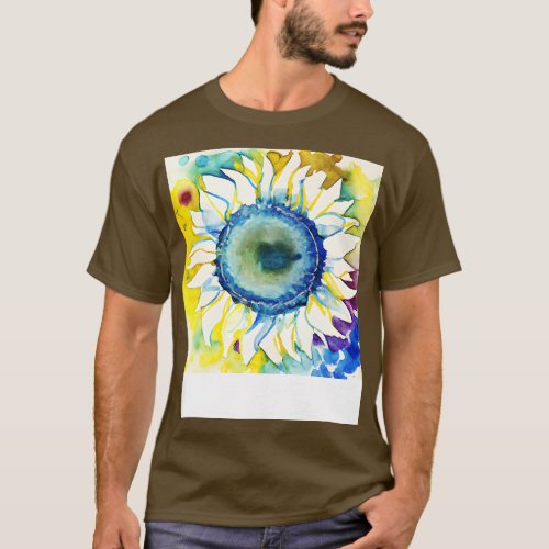 Sunflower TieDye Watercolor T_Shirt