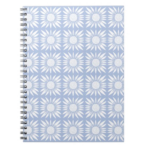 Sunflower Tile Pattern Blue White Notebook