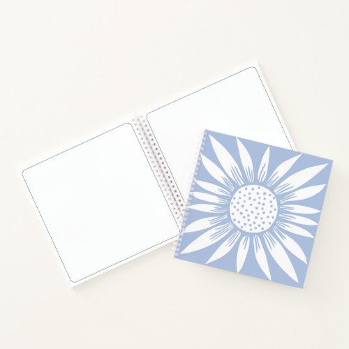 Sunflower Tile Pattern Blue White Notebook