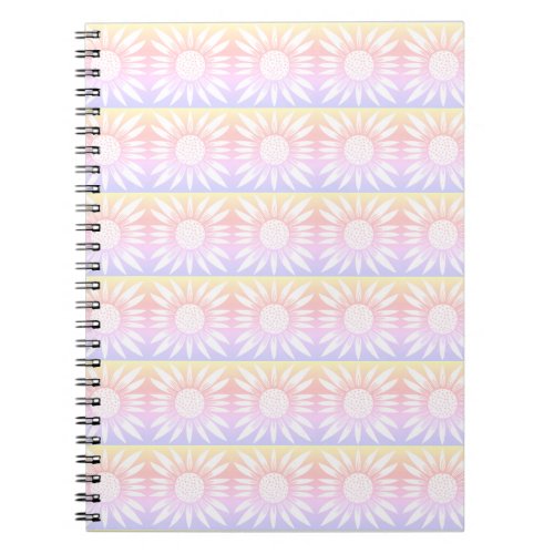 Sunflower Tile Pattern Pastel Pink White Notebook