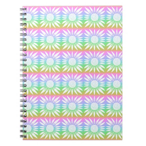 Sunflower Tile Pattern Pastel Rainbow Notebook