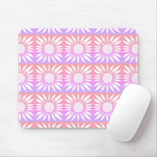 Sunflower Tile Pattern Pink Purple Mouse Pad