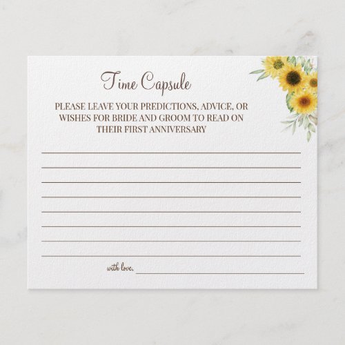 Sunflower Time Capsule wedding anniversary card Flyer